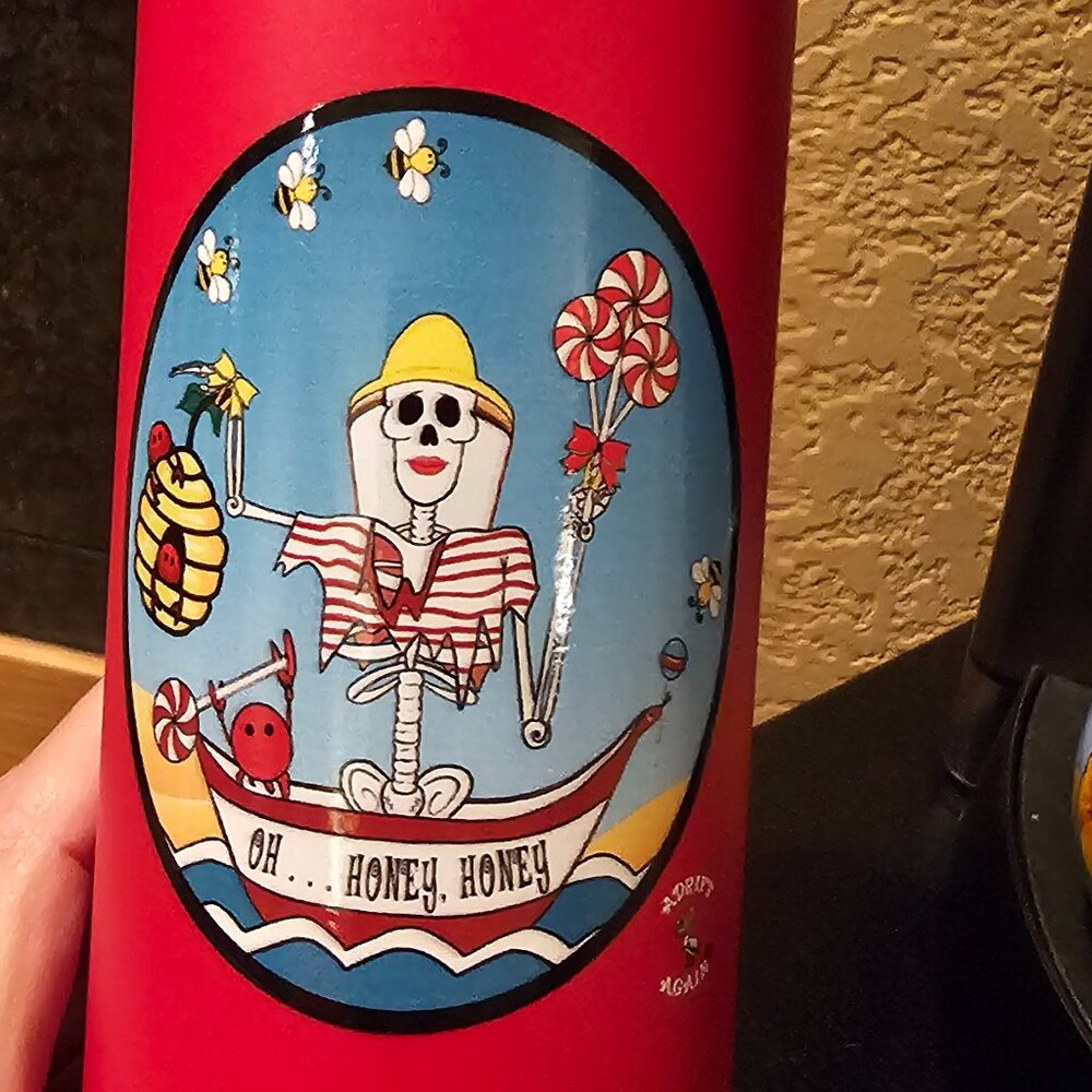 Adrift Again 22 oz Stainless Steel Water Bottle | Red | "Oh . .  Honey, Honey"